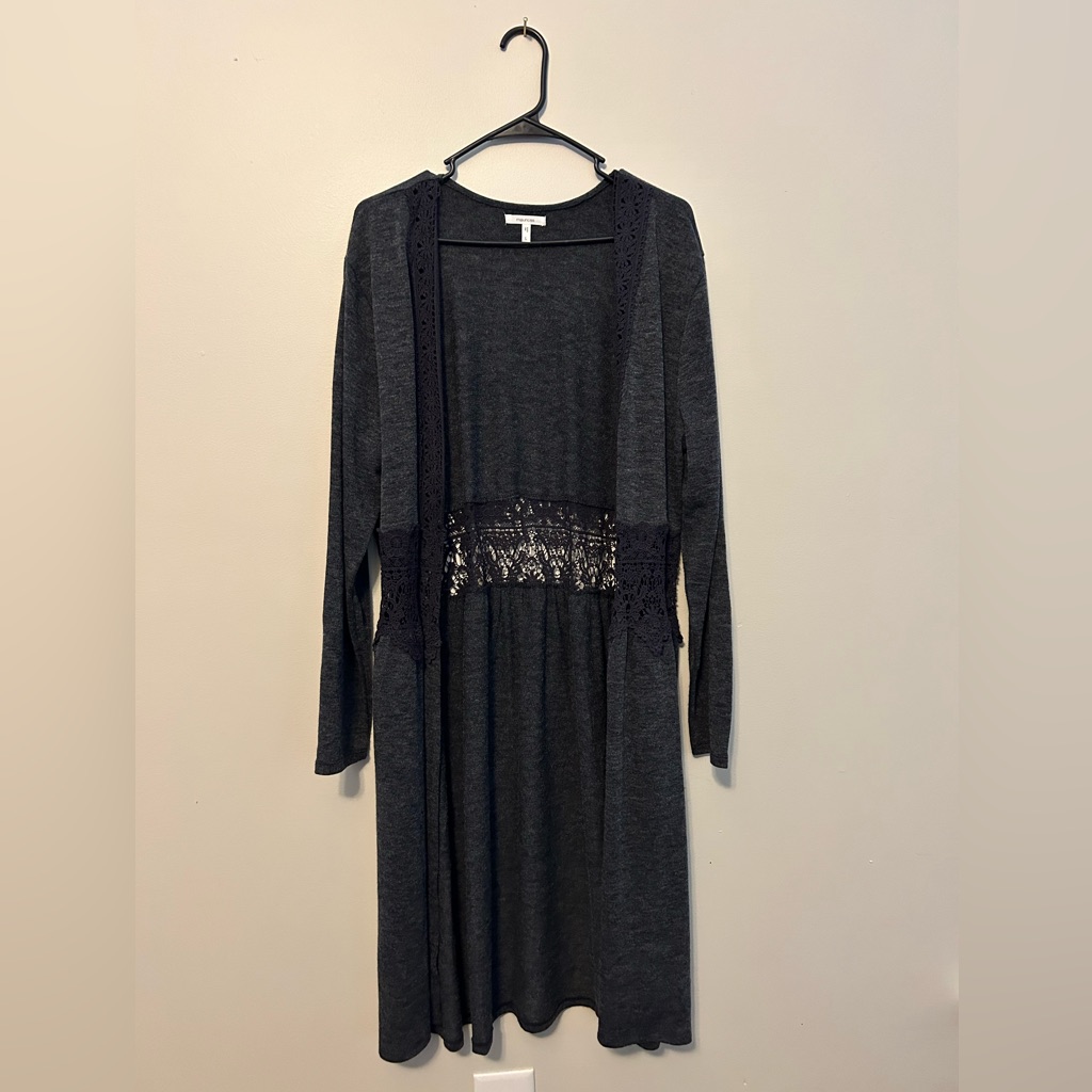 Dark Gray Knee Length Jacket